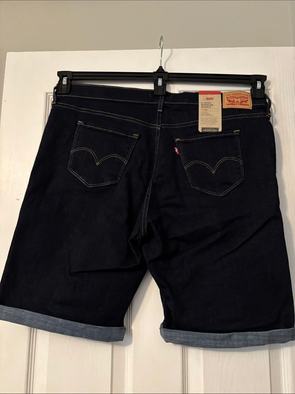Levi's Women's Dark Indigo Cuffed Denim Bermuda Shorts